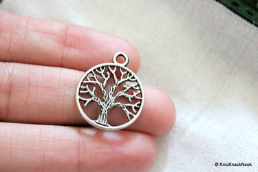 2 x Tree Pendant Silver Tone Charms